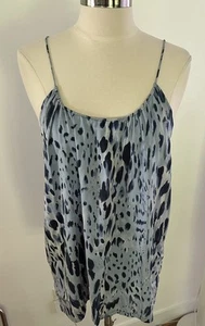 Tucker NYC SILK CAMI SCOOP NECKLINE & SKINNY STRAPS IN BLUE ANIMAL PRINT Size L - Picture 1 of 11