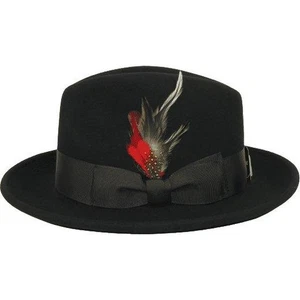 Men's Milani Wool Fedora Hat Soft Crushable Lined FD219 Black - Picture 1 of 5