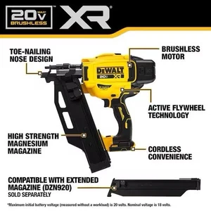 Dewalt DCN920B 20V MAX Cordless 21-Degrees Plastic Framing Nailer (Tool Only) - Picture 1 of 19