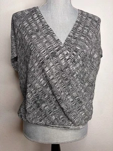 Eileen Fisher Silk Organic Linen Short Sleeve Wrap Top Size S - Picture 1 of 12