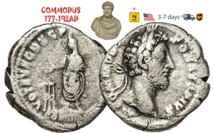 Ancient Roman Empire Coin Silver Denarius COMMODUS 177 - 192 AD Authentic #19096 - Picture 1 of 3