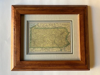 1927 PENNSYLVANNIA State Map by C.S. Hammond, Frame/Mat SEE DESCRIPTION - Image 1 of 3