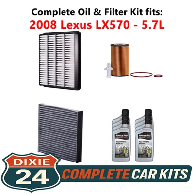Fits: 2008 Lexus LX570 5.7L Complete Air, Oil & Cabin Filter Kit (5W-20) Foto 1 de 4