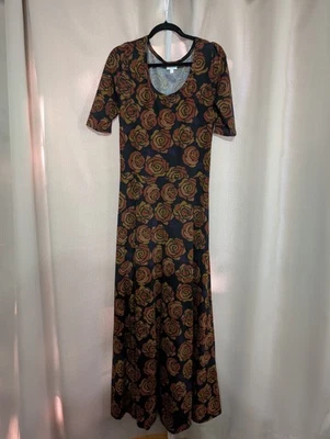 LuLaRoe Ana Maxi Dress Size XL - Pixel Roses Beauty And The Beast Style - EUC - Image 1 of 4