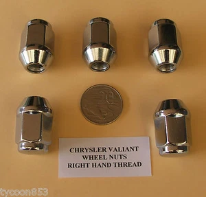 Pk 5 CHROME WHEEL NUTS R/H SUIT VALIANT R S AP5 AP6 VC VE VF VG VH VJ VK CL CM - Picture 1 of 1