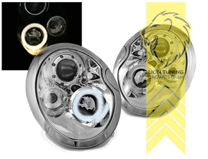 LT LED DRL Lightbar Halo Ring Headlights Mini Cooper One R50 R52 R53 chrome LHD - Picture 1 of 5