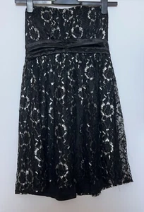 Forever 21 Black Strapless Lace Mix Dress Size 8-10 - Picture 1 of 6