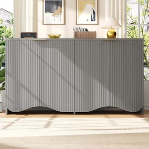 Modern Sideboard mit viel Stauraum 140cm Buffetschrank Aufbewahrungsschrank Grau - Bild 1 von 13
