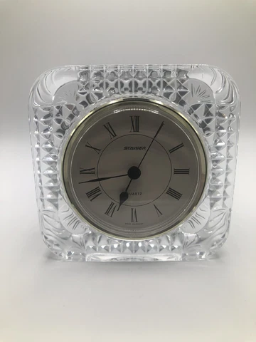 Vintage STAIGER West GERMANY Quartz  FRANCE Lead Crystal Clock Desk  Works Cover
