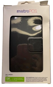 Metro PCS Folio Wallet Case for ZTE Avid Plus, Black - Picture 1 of 7