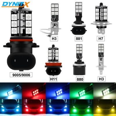 RGB Multi-Color H1 H3 H7 9005 HB3 9006 880 881 LED Fog Driving Light Bulbs DRL - Image 1 of 4