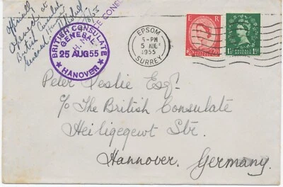 GB 1955 QEII 1½d and 2½d on superb cover tied by machine postmark EPSOM / SURREY - Image 1 of 2