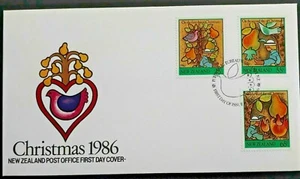  New Zealand SC#854-856 Christmas  1986 DOVE PEAR TREE COMPLETE SET FDC UNADDR - Picture 1 of 1