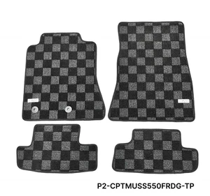 P2M Checkered Carpet Floor Mats Front & Rear Set for Ford Mustang S550 15-23 - Picture 1 of 1