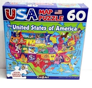 Rompecabezas Cra-Z-Art EE. UU. mapa 60 piezas diversión niños aprendiendo capitales de Estados Unidos - Imagen 1 de 2