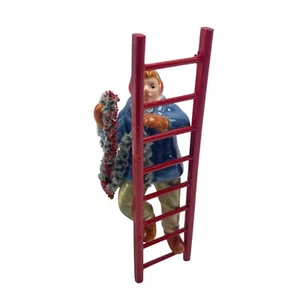 Ghirlanda da appendere uomo su scala Dept 56 villaggio neve originale 5116-0 Natale - Foto 1 di 3