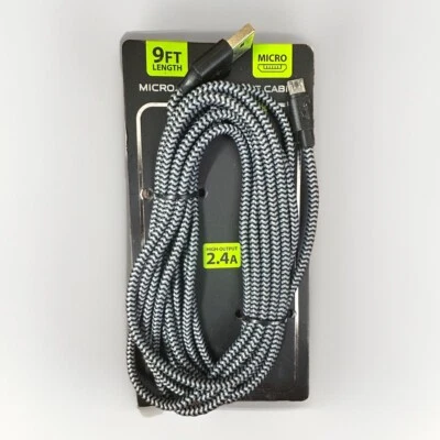 Cable de carga micro USB trenzado de 9 pies cargador controlador Microsoft Xbox One Elite Foto 1 de 2