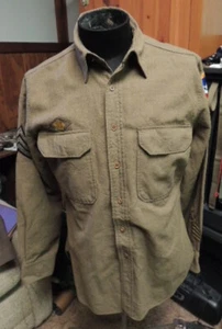 Nice US Army Wool Shirt 3rd AAF Patch Sergeant Chevrons Honorable Disch. Patch - Picture 1 of 11