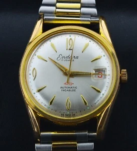 Endura Automatic Incabloc Vintage 34mm um 1970 goldfarben & Stahl am Armband - Bild 1 von 10