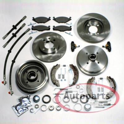 Bremsscheiben Set vorne Bremstrommeln hinten Bremsschläuche für VW Golf 1 Cabrio - Bild 1 von 4