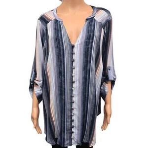 NWT Torrid Harper Challis Blouse Plus Size 2X Button Front 3/4 Roll tab Sleeve - Picture 1 of 13