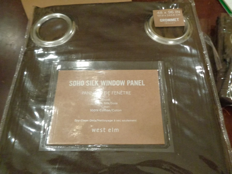 2 West Elm SOHO Silk Drapes panels espresso grommet curtains 48 X 96 New - Image 1 of 1