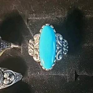 Sterling Silber 925 Türkis & Markasiten Ring Größe 7,5 - Bild 1 von 4