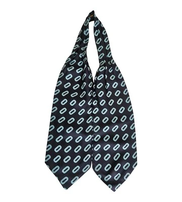 BEAUTIFUL Blue Geometric Silk ASCOT CRAVAT 47"/ 5.6" EC - Image 1 of 2
