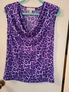 Michael Kors Gr. M Damen lila Animal Print ärmelloses Top Karriere Stretch Logo - Bild 1 von 8