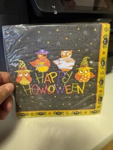 Happy Howloween Halloween Owls 16ct. 2-Ply Dinner Napkins Party Tableware New!!! - Picture 1 of 2