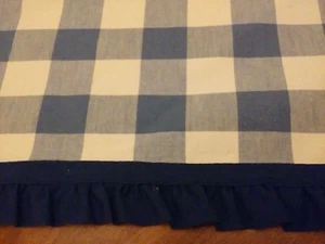 53" x 54" Blue/White Check w/Blue Ruffle Cotton Blend Tablecloth, Good condition - Picture 1 of 5