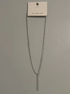Loft NWT Silver Paperclip Chain Adjustable 24” Chainlink Y Necklace - Picture 1 of 9