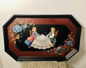 Restored antique Hand Painted Serving tray 16 x 10 stunning Signed Artwork  - Picture 1 of 7