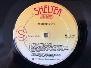 RECORD ONLY NO COVER PHOEBE SNOW Self-Titled Original 1974 Shelter VG+ - Imagen 1 de 2