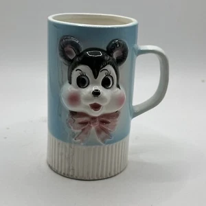 Taza de cerámica para niños de los años 50 con cara de oso levantada - marca Unicornio Japón de colección - Imagen 1 de 10