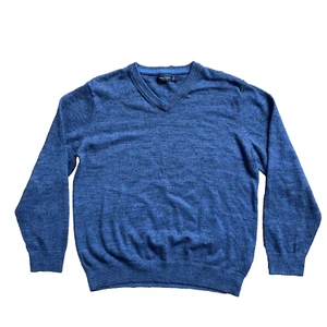 NAUTICA Sweater Men L Blue Preppy V-Neck Business Crew Casual Y2k Streetwear L - Picture 1 of 23