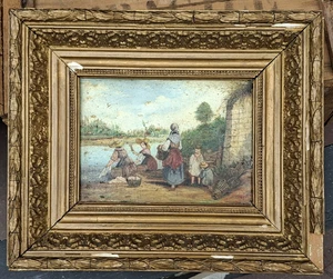 Les Lavandières Huile Carton Signée - Imagen 1 de 9