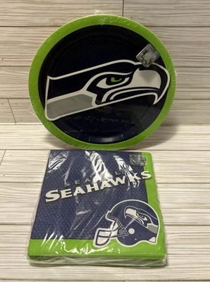 Seattle Seahawks 8 Platos 36 Servilletas Diseño Fútbol Fiesta Foto 1 de 4
