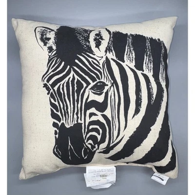 Almohada con estampado de cebra umbral cuadrado acento decorativo negro blanco Foto 1 de 3