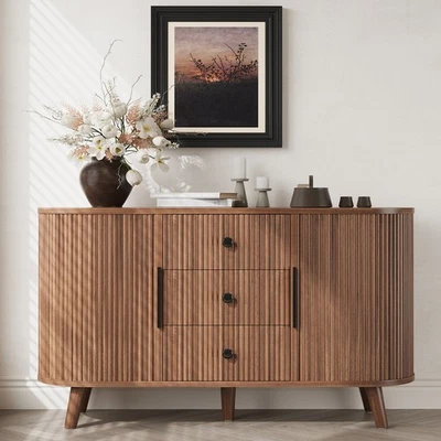 Aparador de 47" Armario Buffet con Almacenamiento Puerta Corredera Consola Mesa, Nogal Foto 1 de 4