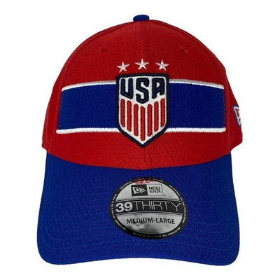 USA Soccer Hat New Era 39Thirty Size Medium/Large Red Blue 3 Star USWNT Cap NWT - Image 1 of 4