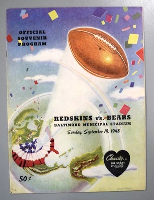 Washington Redskins vs Chicago Bears September 19th 1948 Official Game Program - Image 1 of 3