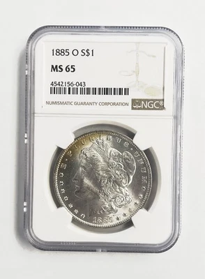 1885 O US Mint 90% Silver Morgan $1 Dollar Coin Certified NGC MS65 ~ Free Ship - Image 1 of 2