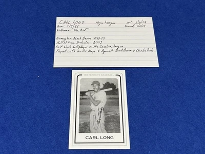 Tarjeta de colección firmada por Carl Long Birmingham Black Barons Liga Negra Foto 1 de 2