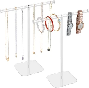 **Acrylic Jewelry Stand 2-Tower Necklace Bracelet Ring Earring Organizer Display - Picture 1 of 5