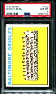 1964 Topps #473 ORIOLES TEAM Baltimore Orioles PSA 8 NM-MT VERY HIGH END! - Picture 1 of 4