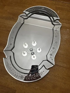 Large 20” Studio Silversmiths Mirrored Vanity Dresser Frosted Tray Hollywood EUC - Picture 1 of 9