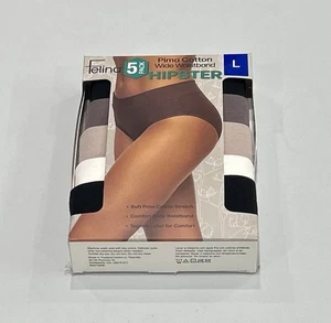 Felina Damen 5er Pack Baumwolle breiter Bund Hipster, Größe L - offener Karton - Bild 1 von 3