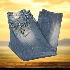 Jeans Rock Revival Para Hombre Talla 36 John Rectos Envejecidos Vaquero Occidental Denim LEER - Imagen 1 de 19