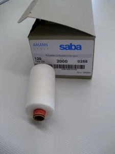 10 x 1000 m Amann / Saba Nähgarne Stärke 120 Farbe Weiß 2000 - Bild 1 von 1